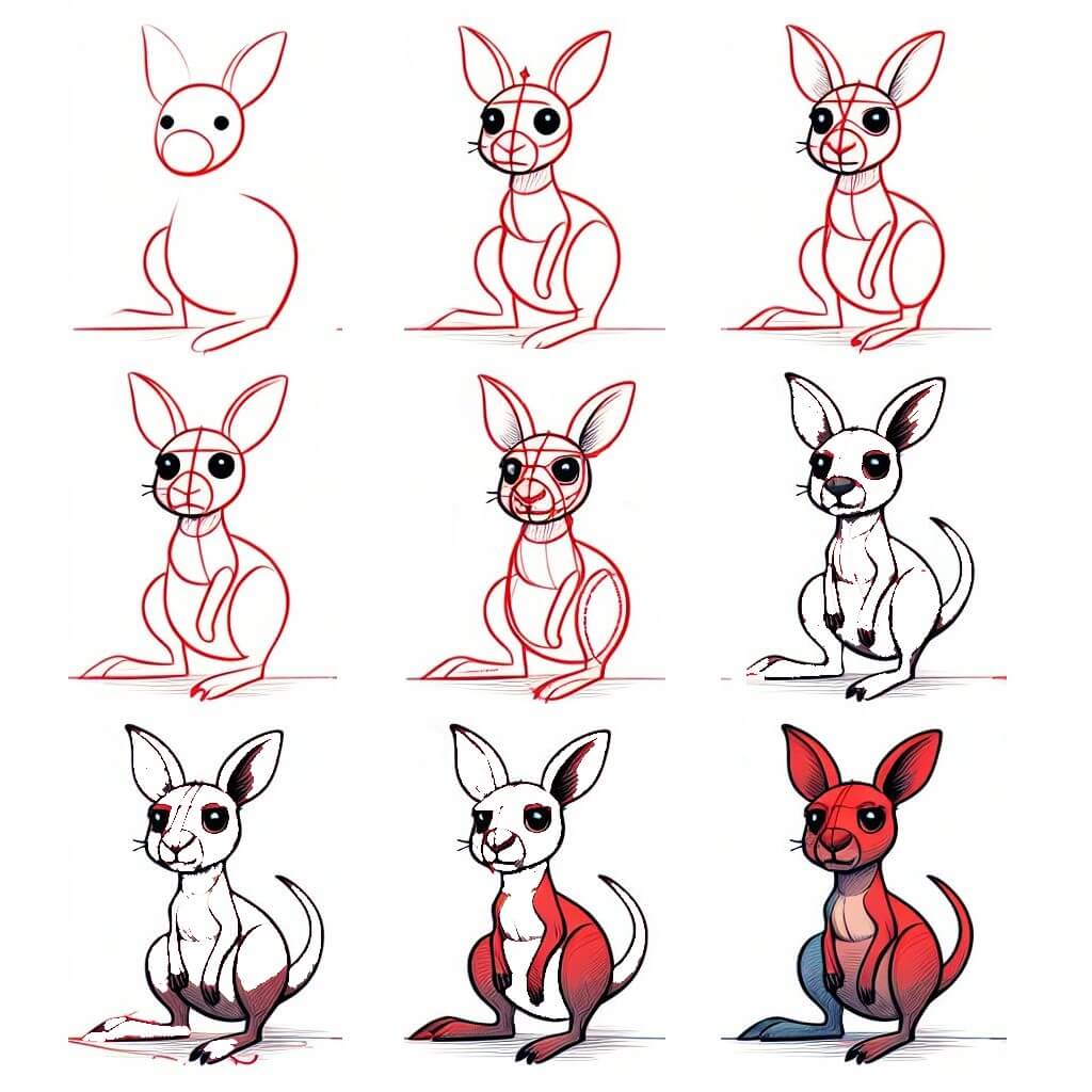 How to draw Kangaroo idea (14)