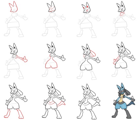 Lucario fighting stance Drawing Ideas