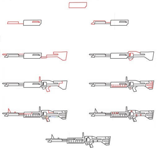 How to draw M60 gun
