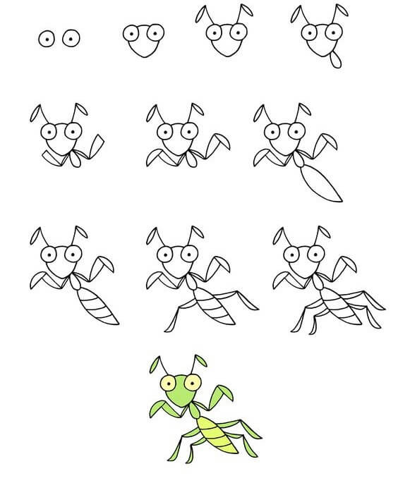 Mantis cute Drawing Ideas