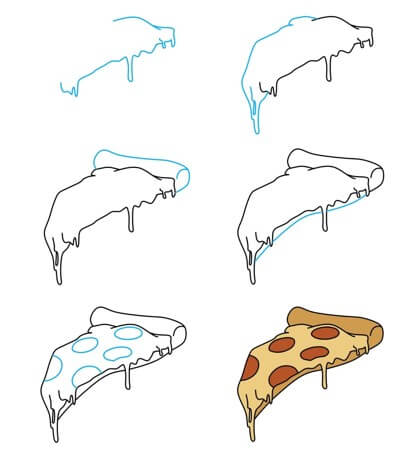 Melted pizza Drawing Ideas