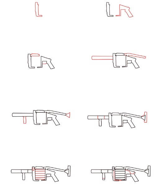 How to draw MGl 140 gun