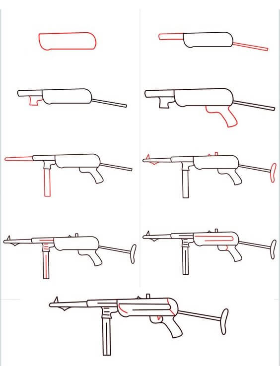 How to draw Mp40 gun