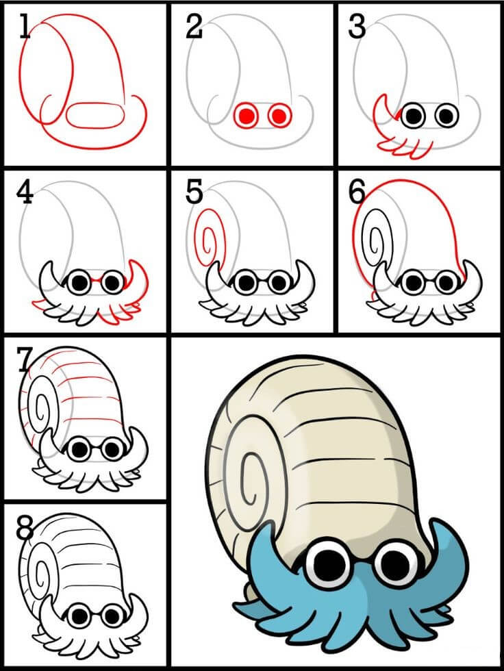 Omanyte Drawing Ideas