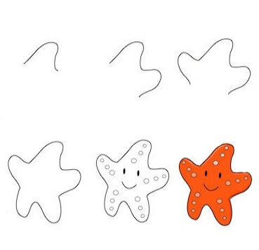 Orange starfish Drawing Ideas