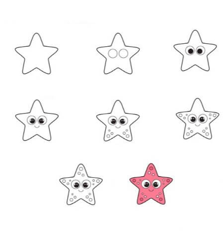 Pink starfish Drawing Ideas