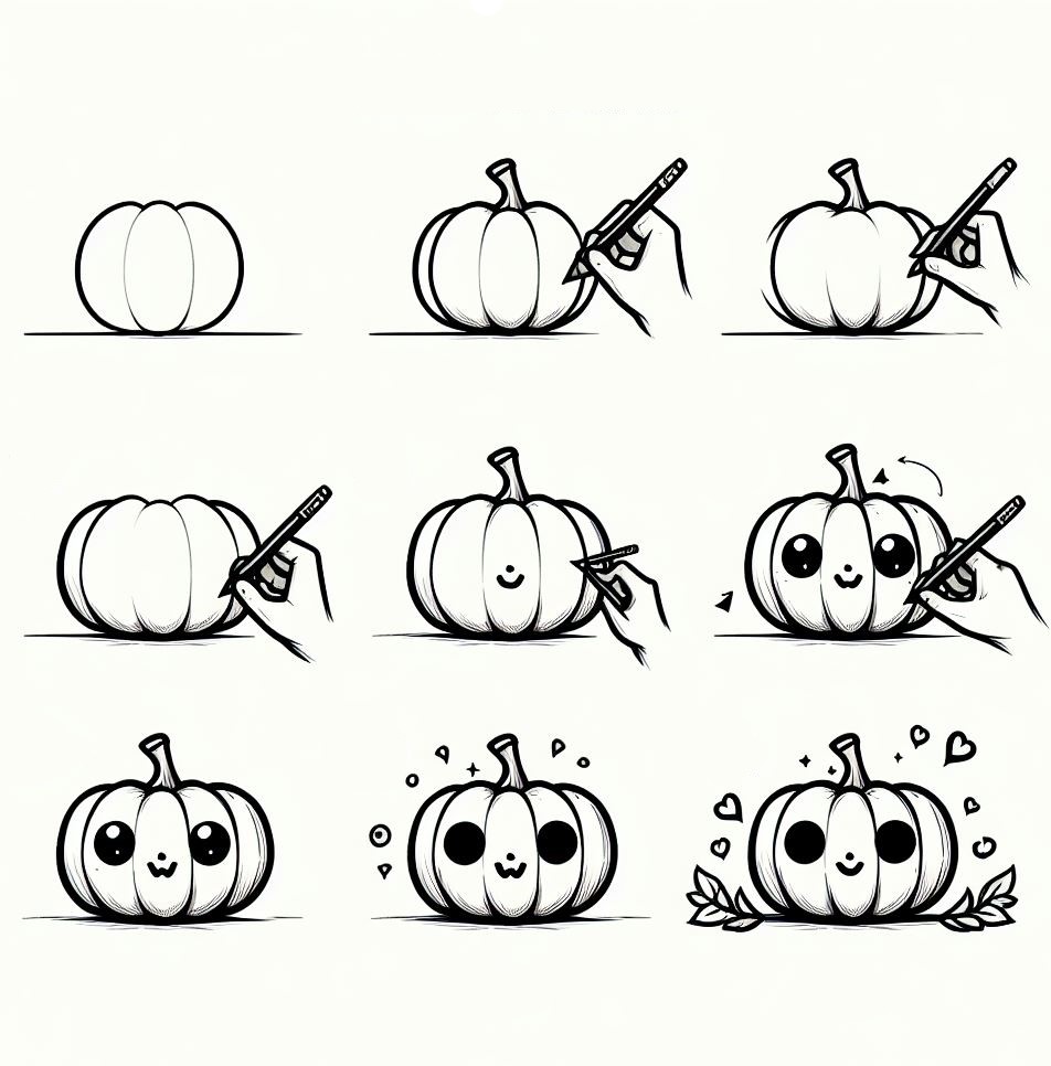 Pumpkin cute Drawing Ideas