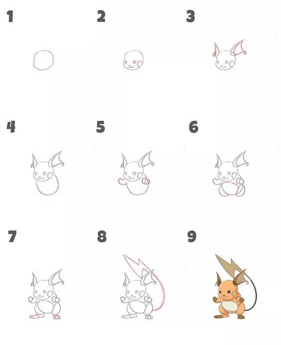 How to draw Raichu