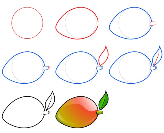 How to draw Ripe mango