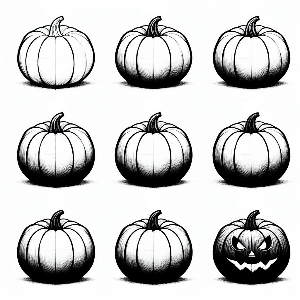 Scary halowin pumpkin Drawing Ideas