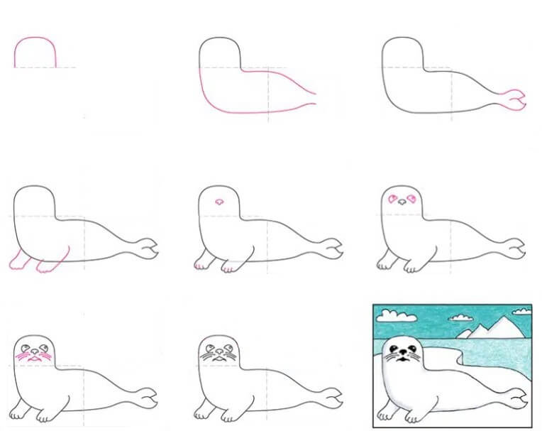 How to draw Seal idea 3