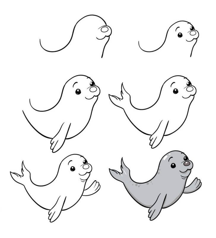 How to draw Seal idea 9
