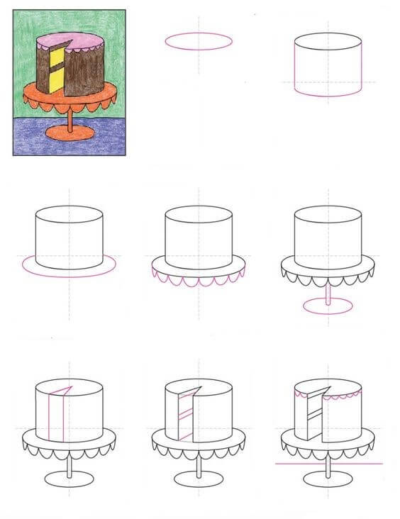 Simple cake drawing 2 Drawing Ideas