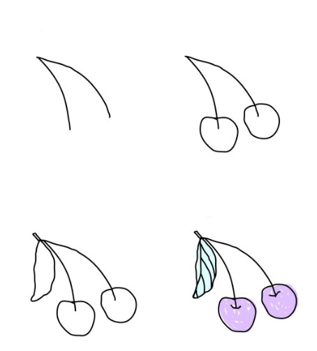 How to draw Simple cherry drawing