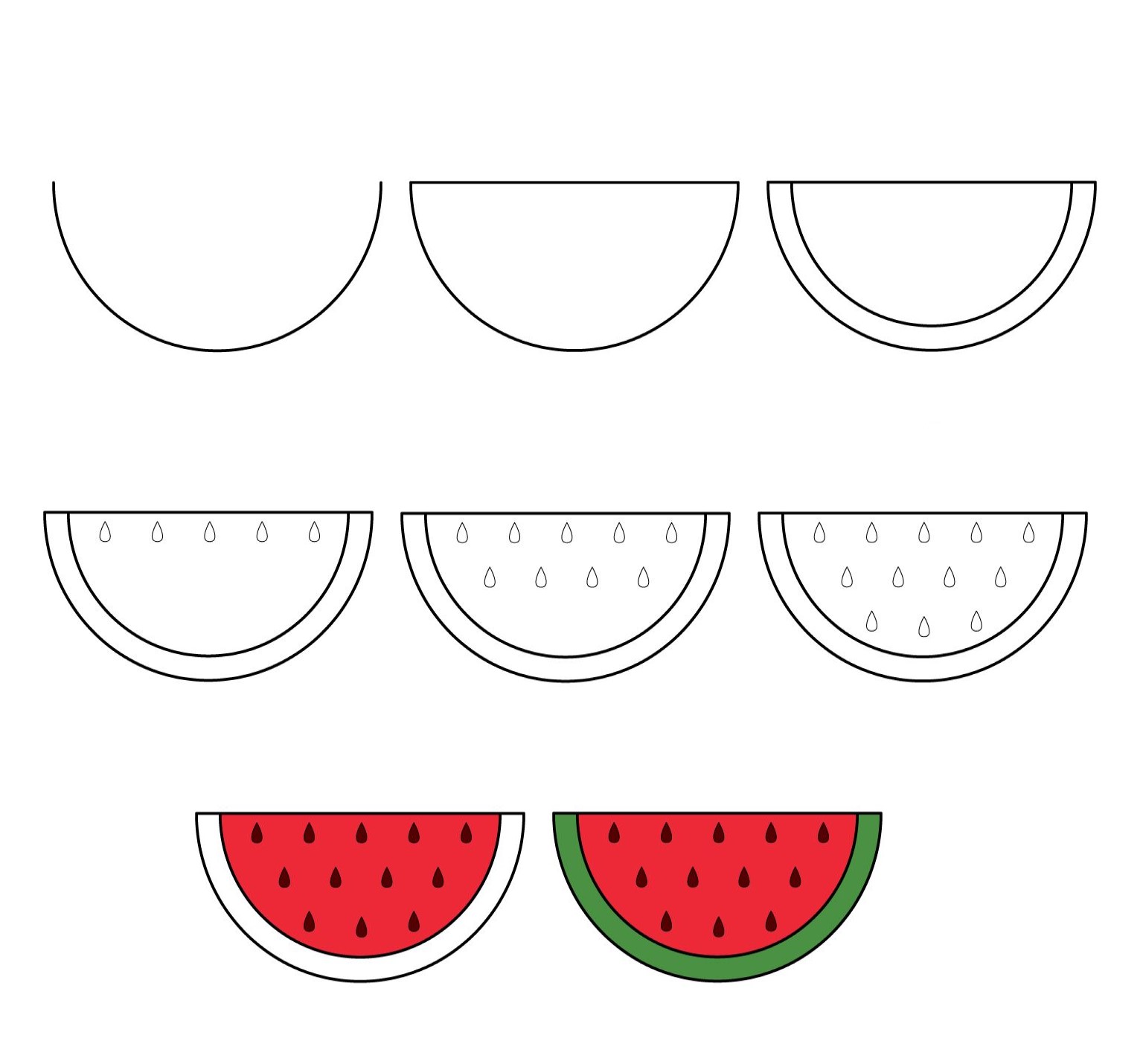 How to draw Simple watermelon drawing