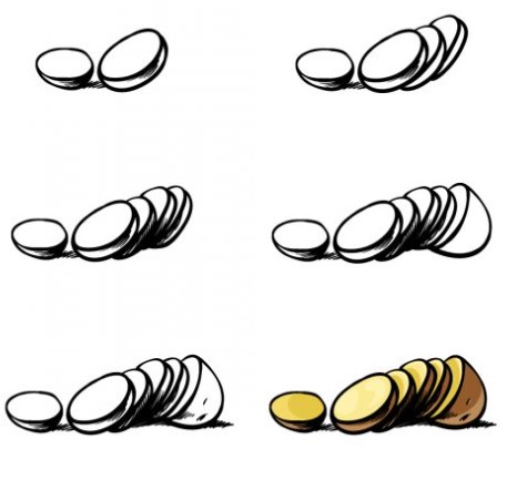 Sliced ​​potatoes Drawing Ideas