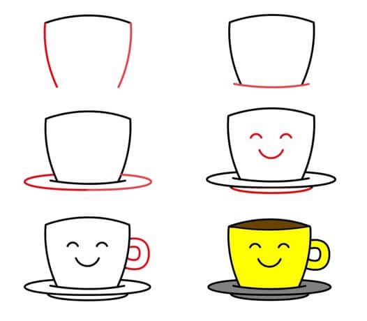 Smiling cup of coffee Drawing Ideas