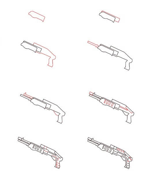 How to draw SPAS12 Gun