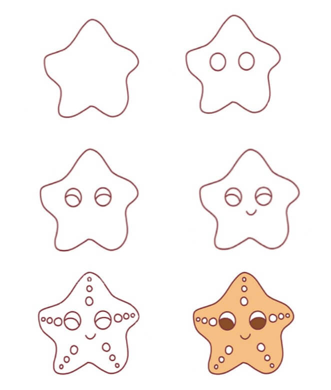 How to draw Starfish cute 2