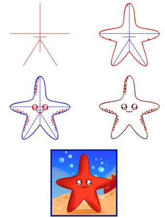 Starfish cute Drawing Ideas