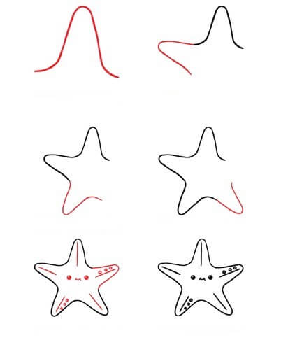 Starfish happy Drawing Ideas