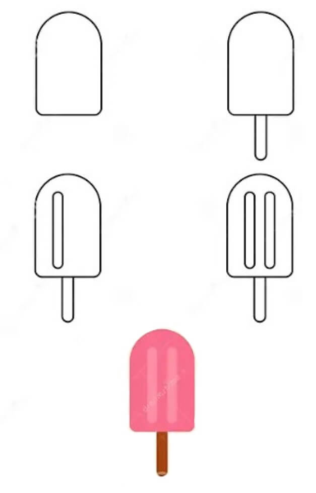 Strawberry ice-cream Drawing Ideas