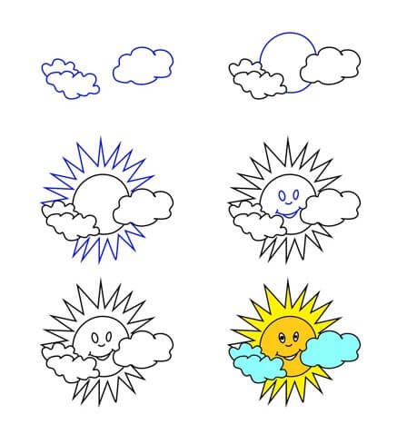 Sun behind the clouds (2) Drawing Ideas