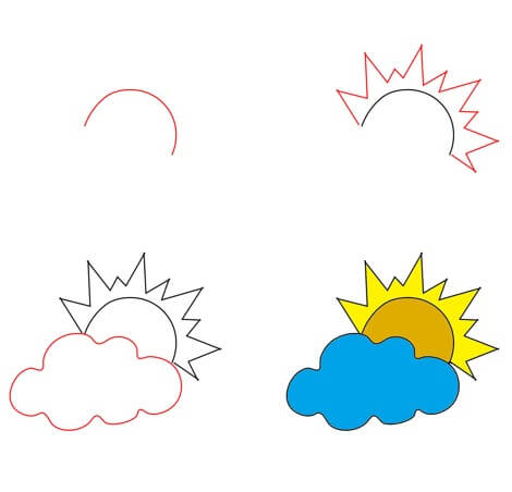 Sun behind the clouds (3) Drawing Ideas