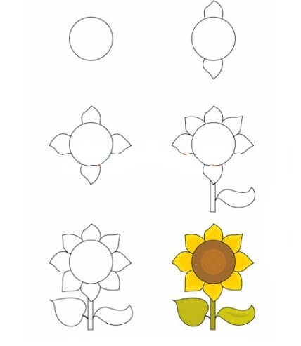 How to draw Sunflowers idea (13)