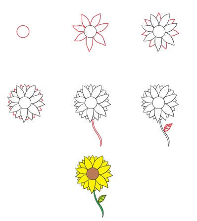 How to draw Sunflowers idea (19)