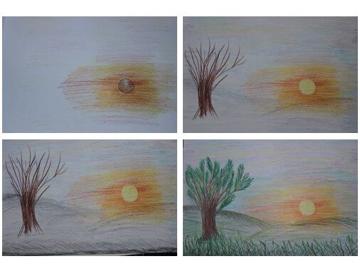 Sunset on the meadow (2) Drawing Ideas