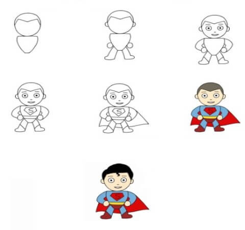 Superman cute Drawing Ideas