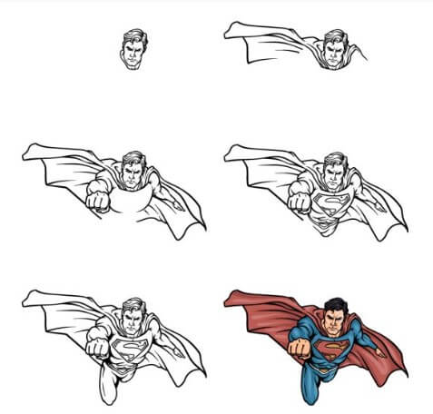 Superman flies to fight 4 Drawing Ideas