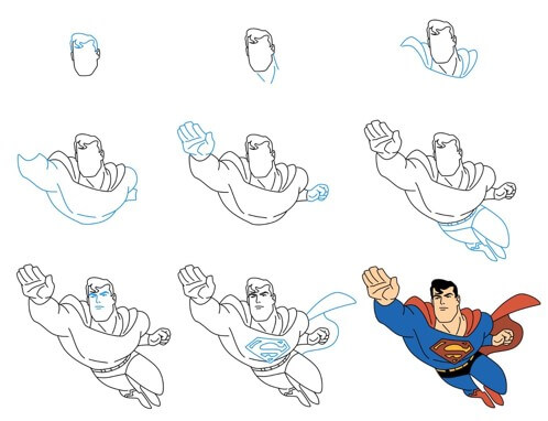 Superman flies to fight 6 Drawing Ideas