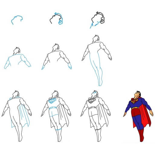 Superman flying high Drawing Ideas