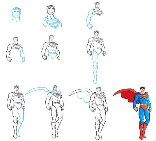 Superman full body 2 Drawing Ideas