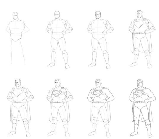 Superman full body Drawing Ideas