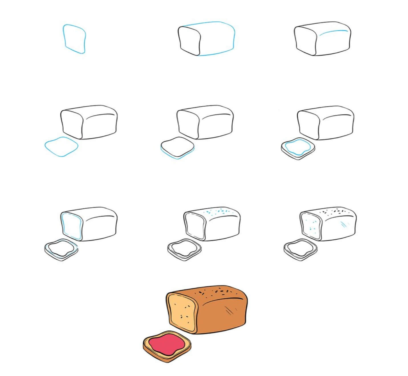 How to draw Sweet bread