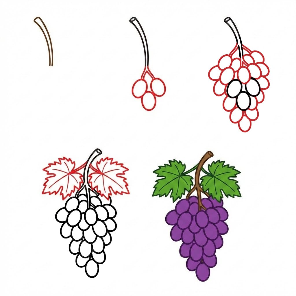 Tasty Bunch of grapes Drawing Ideas