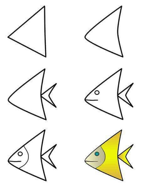 Triangle fish Drawing Ideas