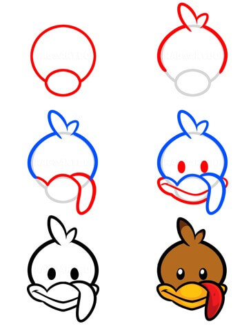 How to draw Turkey head