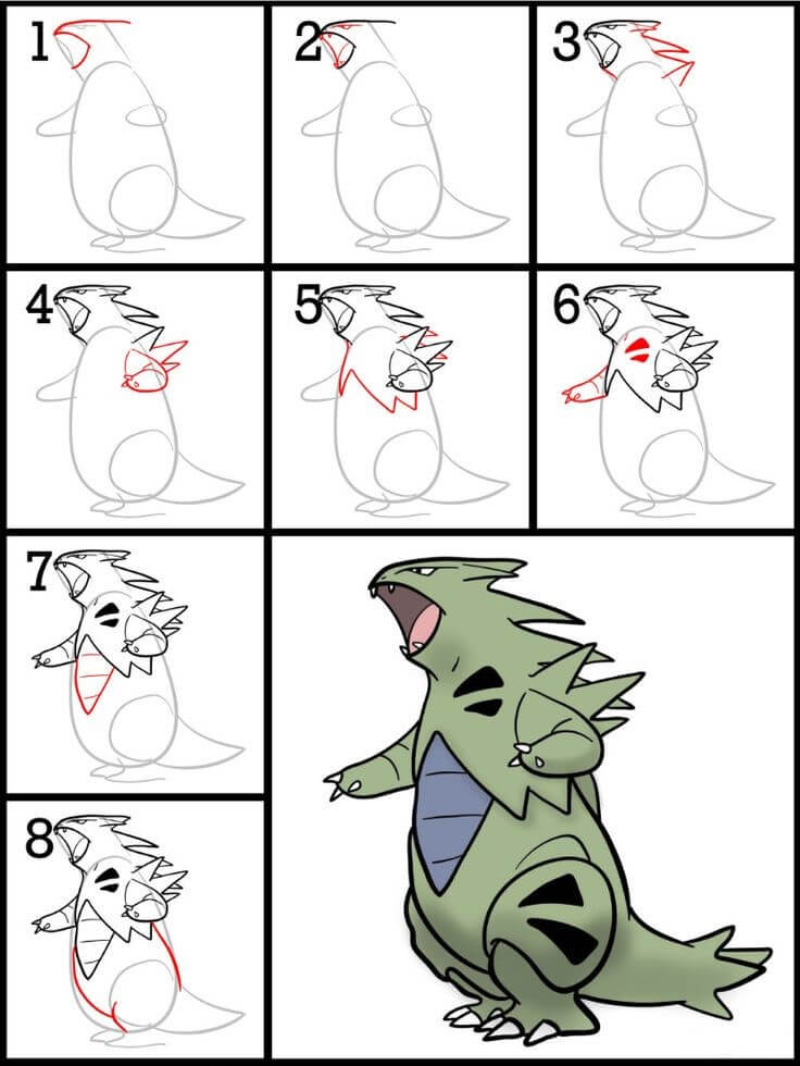 How to draw Tyranitar