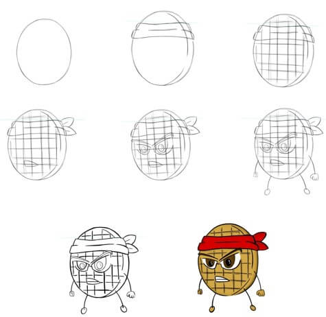 How to draw Waffle cartoon