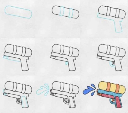 How to draw Water gun (1)