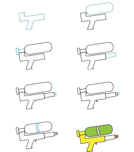 How to draw Water gun (2)