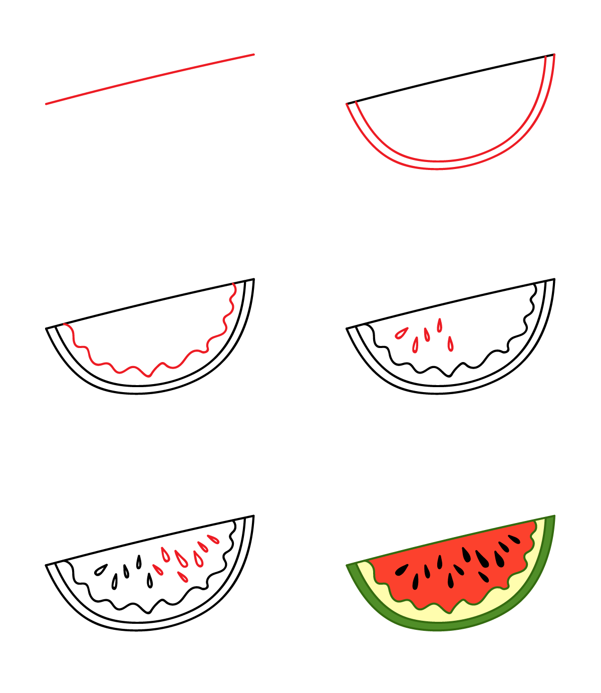 Watermelon cut into pieces Drawing Ideas