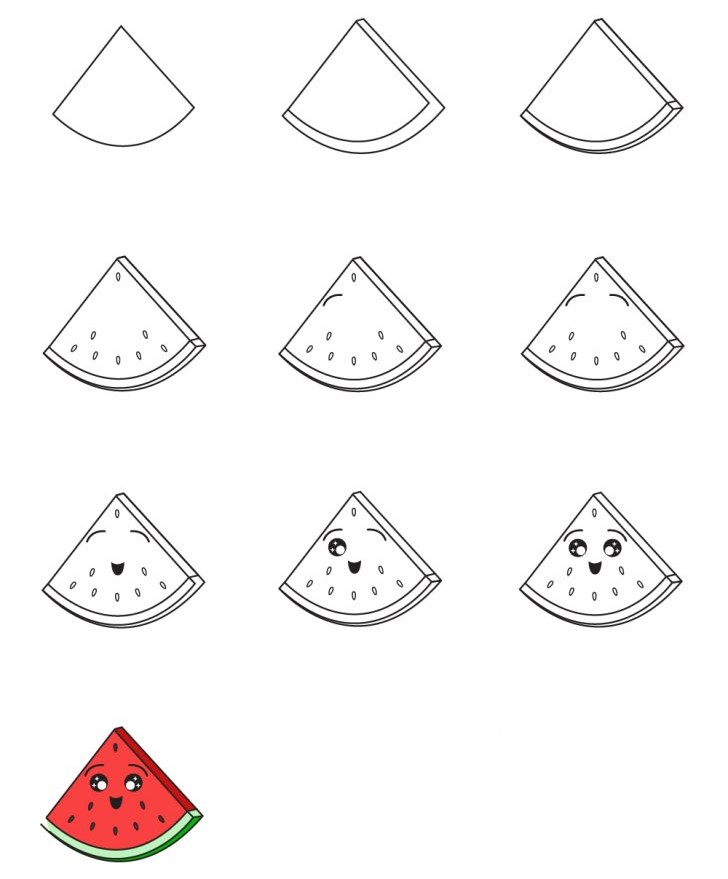 Watermelon cute Drawing Ideas