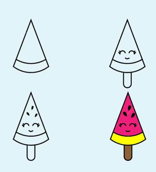 watermelon ice cream Drawing Ideas