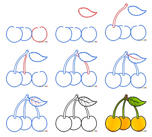 How to draw Yellow cherry