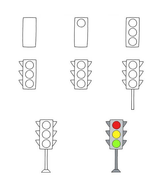 How to draw Traffic light idea (10)